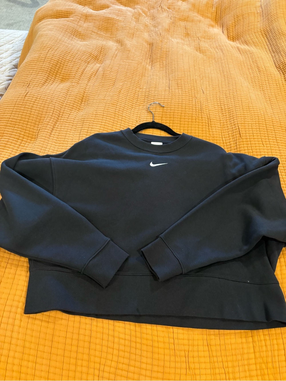 Nike Men's Black Crewneck with White Swoosh